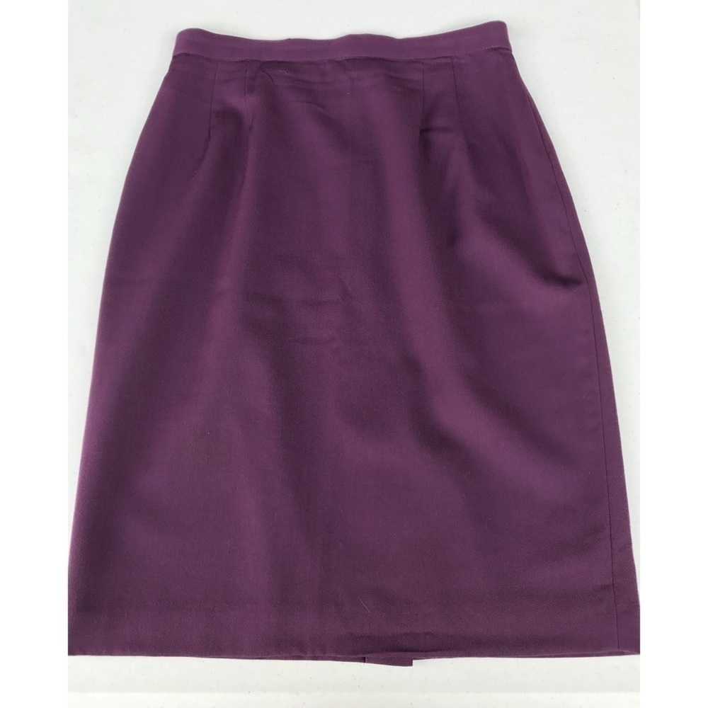 Gianni Wool Plum Pencil Skirt